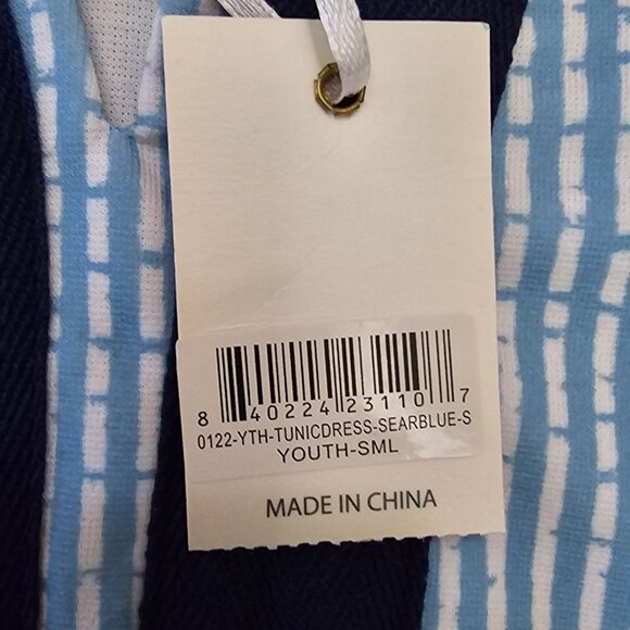 Simply Southern Youth Sleeveless Tunic Dress Blue & Navy Striped Pattern YS - Picture 4 of 7